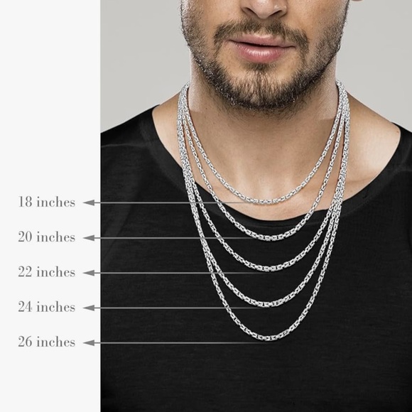 Italian Solid 925 Sterling Silver 3mm Square Byzantine Chain Unisex Necklace - Picture 5 of 12